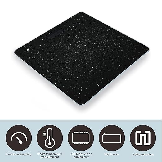 Black Glitter Weight Scale Large Bathroom Scales Digital Weight with Bright LED Display Non Slip Automatic Weighing Scale Fashion Weighing Machine for Body