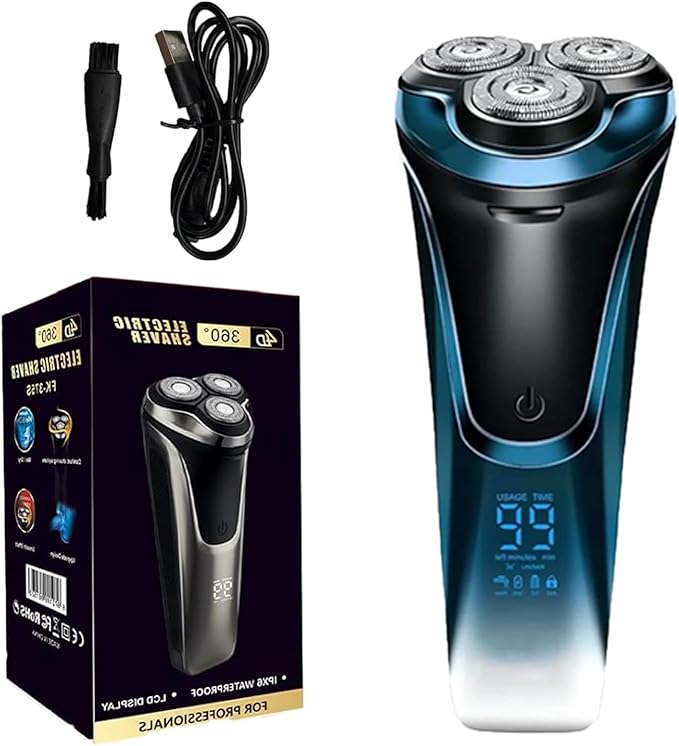 Snapbuy Electric Razor for Men 2026 New Electric Shavers Snapbuy RazorIpx7 Waterproof4D Floating Head Rotary Shaverwith LCD Display &amp Quiet Motor (Blue)