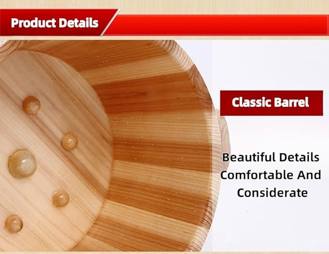 Wooden Foot Basin Solid Wood Foot Tub Pedicure Bowl Spa Massage Cedar Pedicure Barrels Household Foot Bath Barrel with Lid with Massager for Foot Bath Soak Massage Spa Sauna