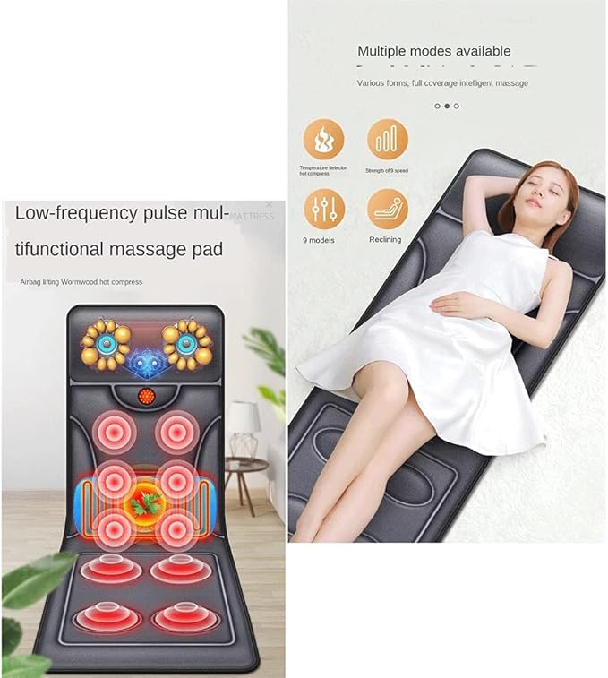 Full Body Electric Massage Matwith Vibration Motors Heating PadBody Massager Cushion for NeckShoulderWaist and Backshiatsu Massage Mattress Relieve Pain