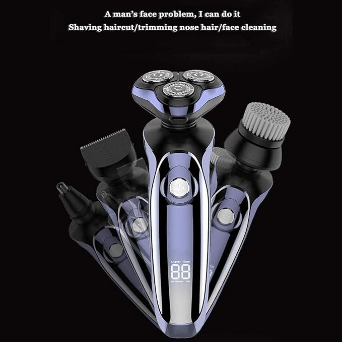 Men's Electric Shaver - Cordless Rechargeable Rotary Shaver Razor for Men with Pop-up Sideburn Trimmer Wet and Dry