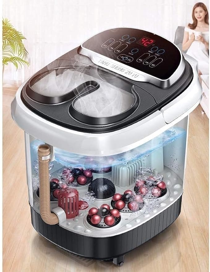 Foot Spa Foot Bath Massager with Heat Bubbles Digital Temperature Control 6 Massage Rollers and Acupressure Massage Points Fatigue Relief