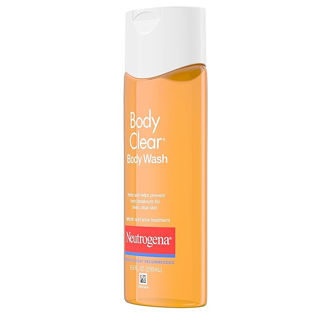 Neutrogena Body Clear Acne Body Wash 2% Salicylic Acid Acne Medication Oil-Free &amp Glycerin for Breakouts on Back Chest &amp Shoulders Non-Comedogenic Gentle on Skin Unscented 8.5 Fl Oz 3