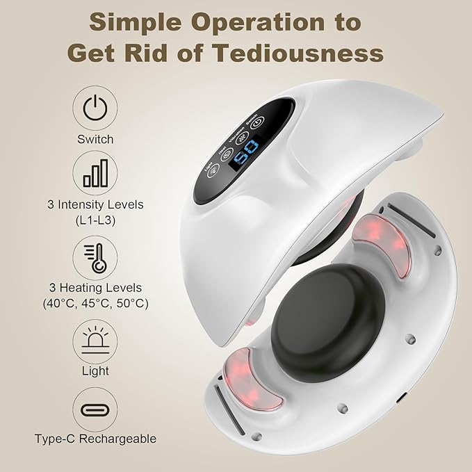 3-in-1 Electric Abdominal Massager with Heating Pad Stomach Massage for Digestion Support Hot Stone Heating Pad with Vibration Rechargeable Belly Massager for Abdominal Comfort Relaxing