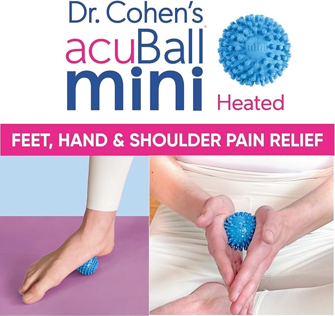 Dr. Cohen's acuball-Mini - Heatable Deep Tissue Massage Ball - Trigger Point Massage Therapy for Myofascial Release - Spiky Foot &amp Back Massager Ball for Targeted Pain Relief (Pack of 2)