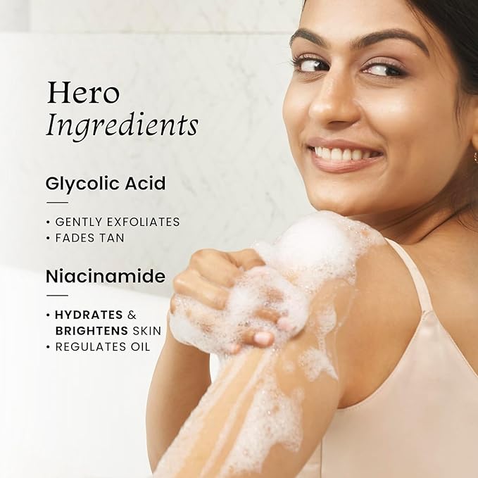 Pack of 2 De-Tan Brightening | Glycolic Acid &amp Niacinamide for Glowing | Removes Tan &amp Evens Skin | 6+ hrs odour control | SLS-Free | Body Wash for Women &amp Men | All Skin Type | 250 ml
