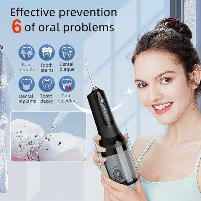 Water Flosser Cordless with 260ML Removable Tank 4 Cleaning Modes Oral Irrigator for Braces and Sensitive Gums(White)