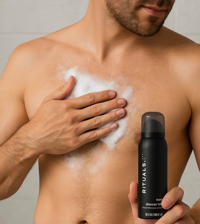 Rituals The RITUAL of homme Shower Foam cedar wood &amp vit E complex 1.6 fl oz/ 50ml Luxury Body Cleanser (one bottle) travel size