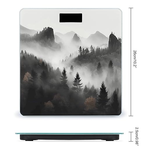 Foggy Mountains Forest Scale for Body Weight Accurate Digital Bathroom Scale Toughened Glass High Precision Scales Smart Weight Scales with Large LCD Backlight Display Weighing Machine