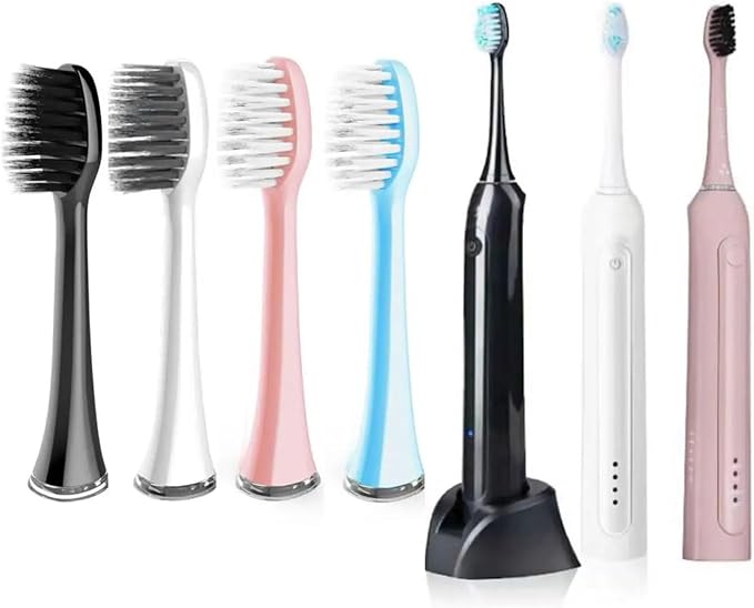 Replacement Toothbrush HeadsCompatible for SEYSSO Electric Toothbrush Accessories Nozzles Bristles(4pcs White)