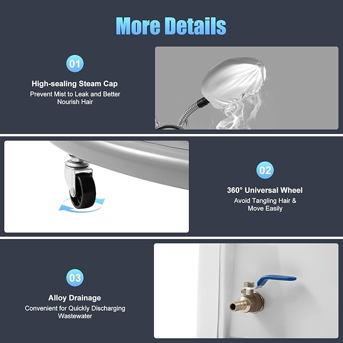 Professional Hair Steamer Hair Dryer Cold Fog &amp Styling Functions Adjustable Nano Steam Hair Treatment Machine for Coloring Moisturizing Split Ends Repair Oil Baking and Salon Use