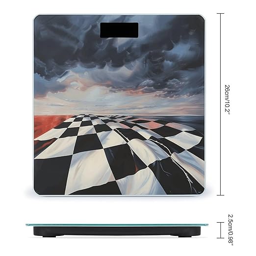 Checkered Flag Racing Scale for Body Weight Highly Accurate Digital Bathroom Body Scale Digital Bathroom Scales for People Anti-Slip Large LCD Display Smart Scales