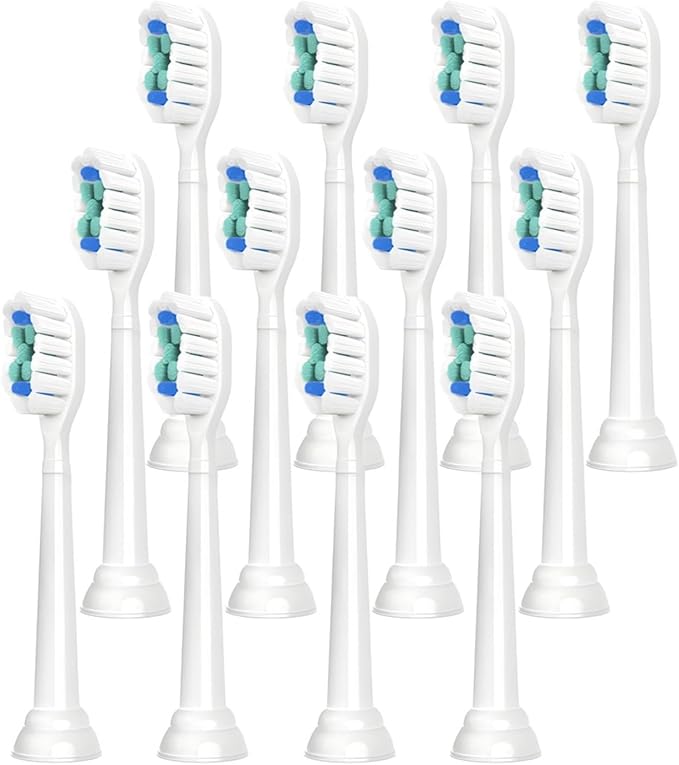 Compatible for Replacement Toothbrush Heads Compatible with Philips Sonicare Electric Brush Head 1100 2100 4100 5100 5300 6100 7500(White-12 Pcs)