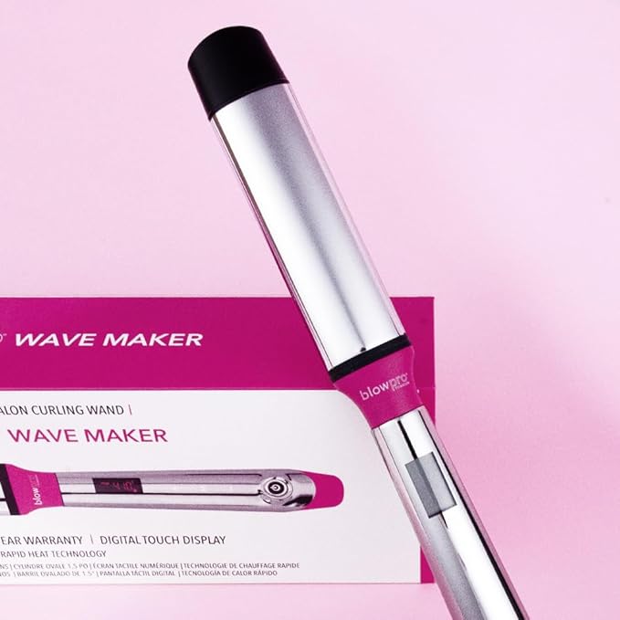 blowpro Professional Salon Wavemaker 1.5 Oval Titanium Barrel Rapidly Heats to Max Temp in 60 Seconds 3 Preset Temp Options Easily Creates Gorgeous S Shaped Waves or Even Classic Soft Curls