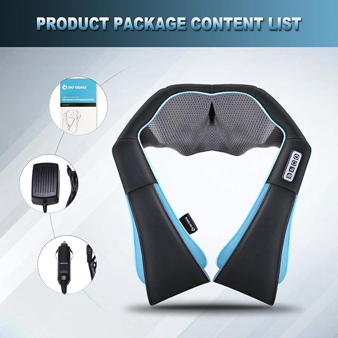 GaRcan Neck- Shiatsu Shoulder Massager - Electric Deep Kneading Massage with Heat for Muscle Relief Tired Back Neck Shoulder &amp Legs