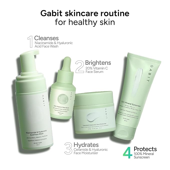 Gab-It Mineral Sunscreen SPF 50 PA++++ | Broad Spectrum UVA/UVB &amp Blue Light Protection | Water &amp Sweat Resistant | No White Cast | Zinc Oxide Vitamin E | Oil-Free Face Sunscreen | 50ml
