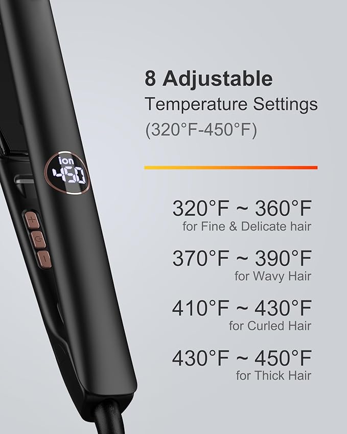 Hair Straightener 1 Inch Flat Iron Hair Straightener and Curler 2 in 1 Professional Ceramic Ionic Dual Voltage Flat Iron with Anti-Iron Silicone for Less Frizz Shinier &amp Smoother Hair