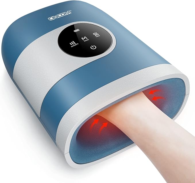 CINCOM Upgraded Hand Massager with Heat and Compression for Arthritis and Carpal Tunnel - Cordless &amp Rechargeable Gifts for Women