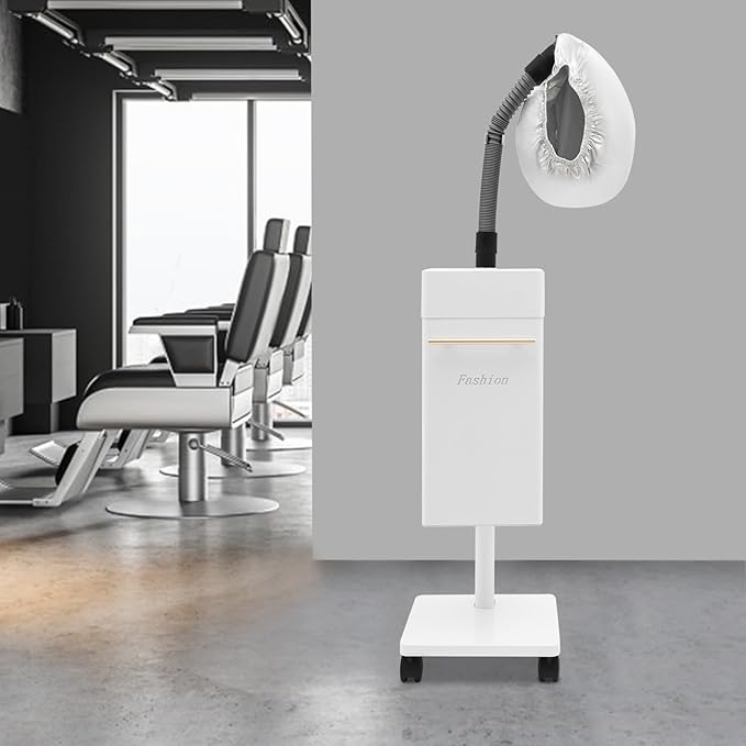 Professional Vertical Nano Hair Steamer 110V 650W Salon-Grade Steam Machine with 360° Mobility Base Hair Oil Treatment Equipment for Spa &amp Home Use Commercial Steam Therapy System (White)