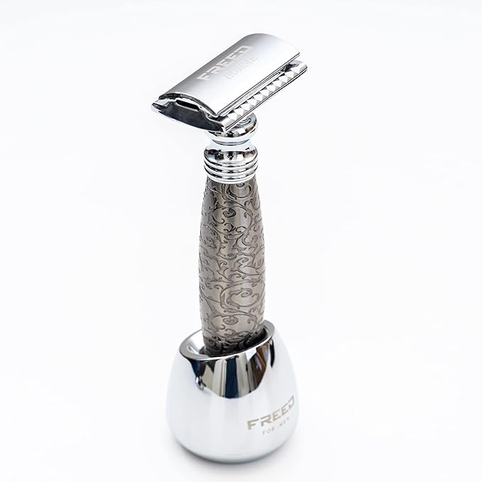 FREED Shaving Kit for Men - Safety Razor with alloy handle and 10 Japanese 6cr13 Stainless Steel include razor base razor travel case christmas gifts for MenMade in Taiwan