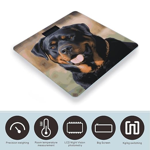 Rottweiler Dog Weight Scale Large Bathroom Scales Digital Weight with Bright LED Display Non Slip Automatic Weighing Scale Fashion Weighing Machine for Body