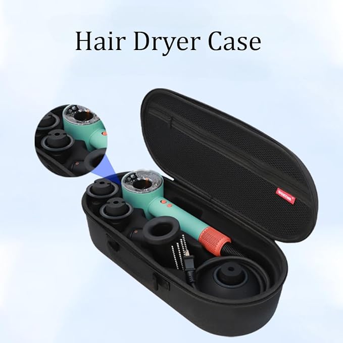Hair Dryer Case for Dyson Portable Dyson Hairdryer Travel Carry Bag with Double Zippers Waterproof Storage Protective Case (Black)