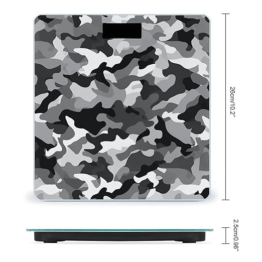 Black Grey White Camo Bathroom Scale Large LCD Backlight Display Digital Scale Rounded Corners Body Scales Automatic Power On/Off Bathroom Scales for Home Bedrooms