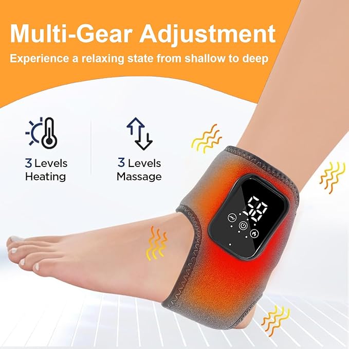 Naxir Foot Revive Massager Portable Triple Method Ankle Wrap with 3 Vibration Modes 1PC