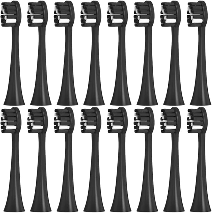 8/16PCS Electric Toothbrush Replacement HeadsCompatible for SEAGO 2725/S2/S5/SX/SG972 YUNCHI Y7 Brush Nozzle(16Black)