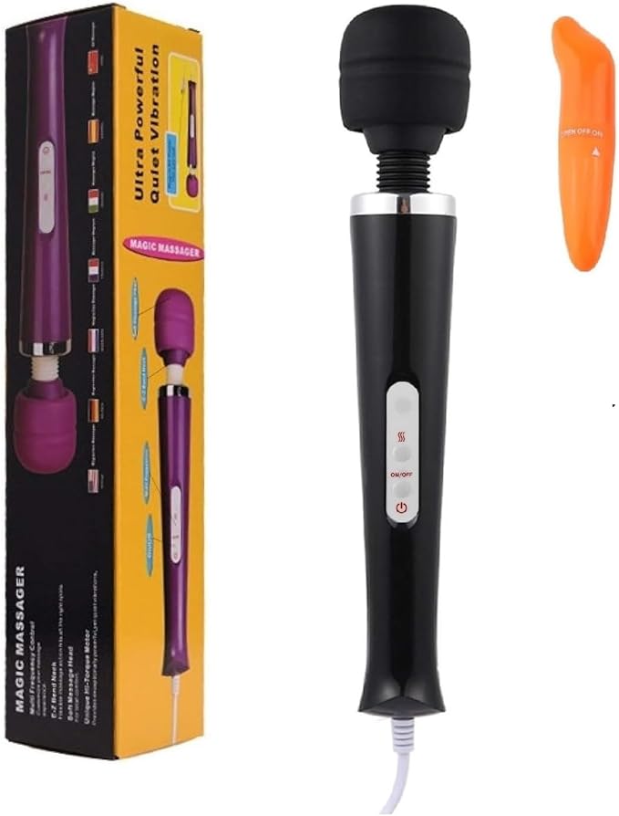 Power Massager Handheld Tool Electric Foot Neck Back Hand Leg Arm Muscle Aches for Women Men Massage Therapy Pain Relief Deep Tissue Toy (Black Big and Orange Small Tool)