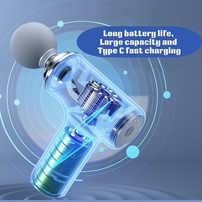 Vortex J1 Mini Massage Gun with USB-C Charging Powerful Deep Tissue Percussion 6-Speed High-Intensity Vibration 4 Heads Portable Muscle Massager for Pain Relief