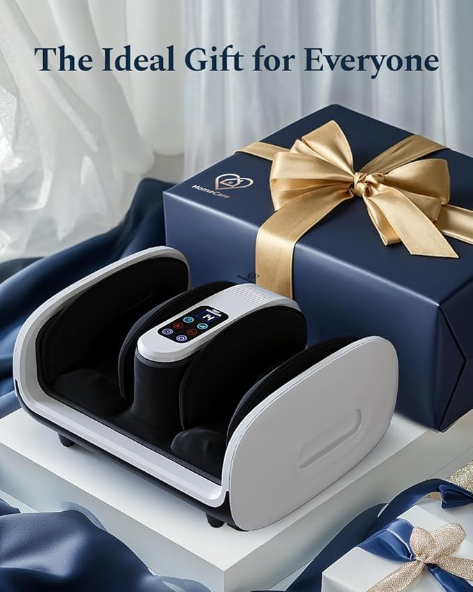 HomeCare Foot Massager with Heat &amp Ice Therapy Shiatsu Deep Kneading Compression Foot Massagers for Plantar Fasciitis &amp Neuropathy Relief Adjustable Intensity FCC/CE Certified