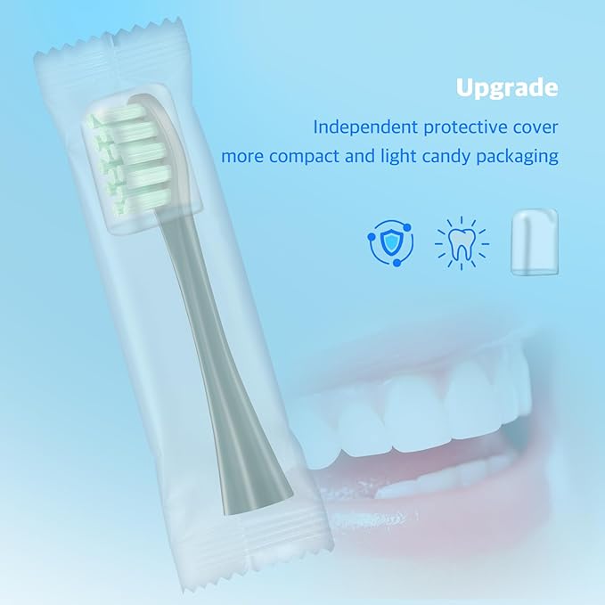 6 Pack Electric Toothbrush Replacement Heads Suitable for Oclean X Pro Elite/X/X Pro/Flow/F1/Air 2-Vacuum-Sealed with Hygienic CapsBonus Tongue Scraper &amp Travel Cup Included-Green