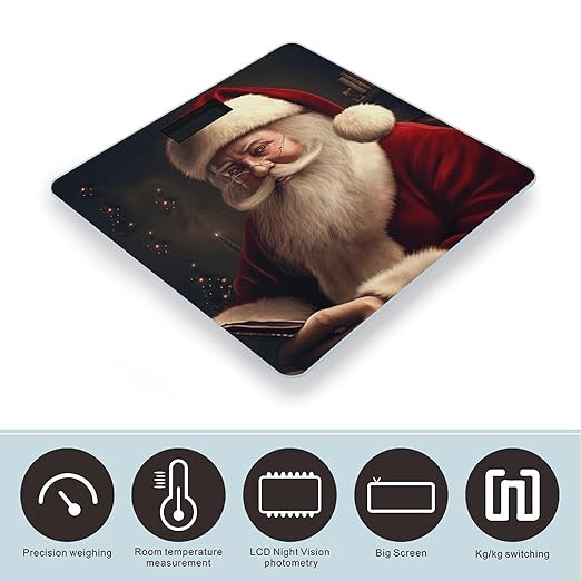 Christmas Santa Weight Scale for Body Weight Digital Bathroom Scale High Capacity Accurate Digital Weighing Scales and Easy-to-Read on Backlit LCD Display Scales