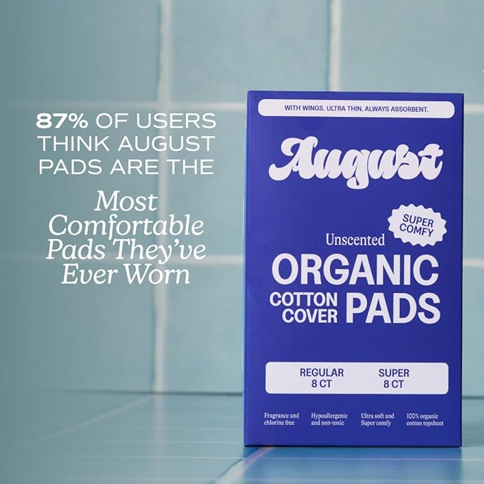 August Regular &amp Super Cotton Menstrual Pads 72 (36+36) Ultra Thin Pads with Wings Hypoallergenic Sanitary Napkins with Organic Cotton Topsheet Compostable Wrapper Non-Toxic Fragrance-Free
