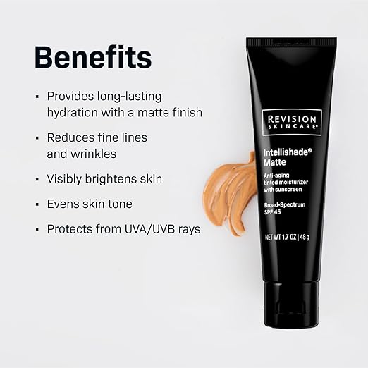 Revision Skincare Intellishade® Matte SPF 45 Anti-Aging Tinted Sunscreen for Face Oil-Free Moisturizer with SPF and Vitamin C Pore Minimizing Sunscreen for Oily and Combination Skin 1.7 oz