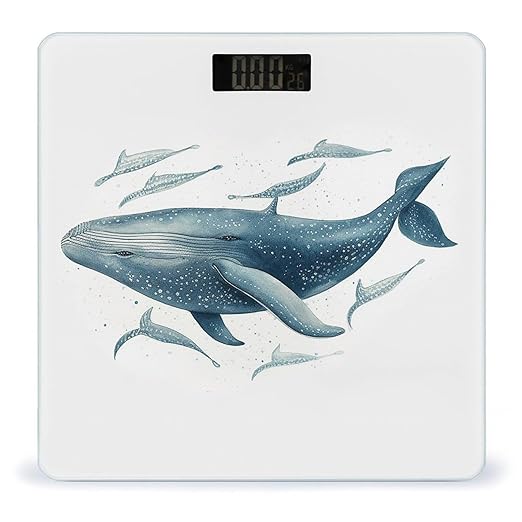 Blue Whale Bathroom Scale Rounded Smart Scale for Body Weight Automatic Power On/Off Weight Scales Accurate Bathroom Digital Scales for Pet Home Bedroom Kitchen