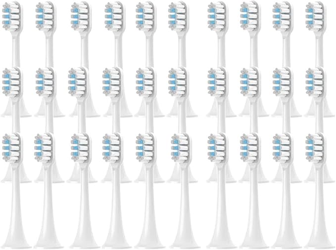 8/12/16PCS Compatible for MIJIA T302 Replacement Toothbrush Heads(T302White Blue-30pcs)