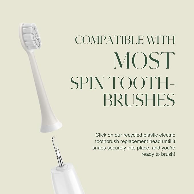 PLUS ULTRA Sonic Electric Toothbrush Replacement Heads 6 Pack – Compatible Click-On Brush Heads – Soft Bristles for Sensitive Teeth – Made with Recycled Plastic – Eco-Friendly