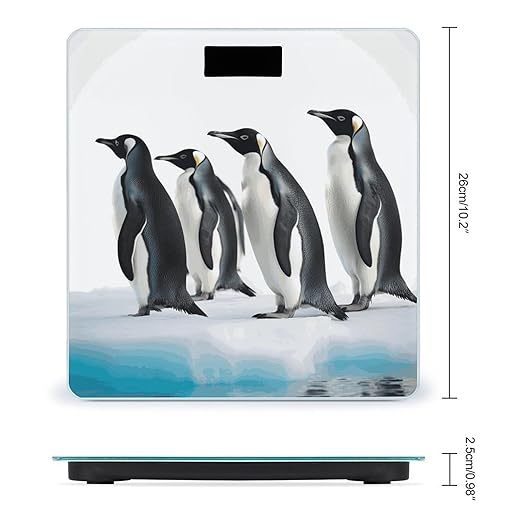 Penguins Scale for Body Weight Anti-Slip Digital Bathroom Scale Sturdy Toughened Glass Weighing Scales High Precision Safe Rounded Corners Smart Scales