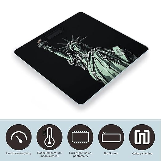 Statue of Liberty Pattern Smart Scale for Body Weight Accurate Bathroom Scale with LED Display Digital Weight Scales Weighing Machine High Precision Scales for Bath Home