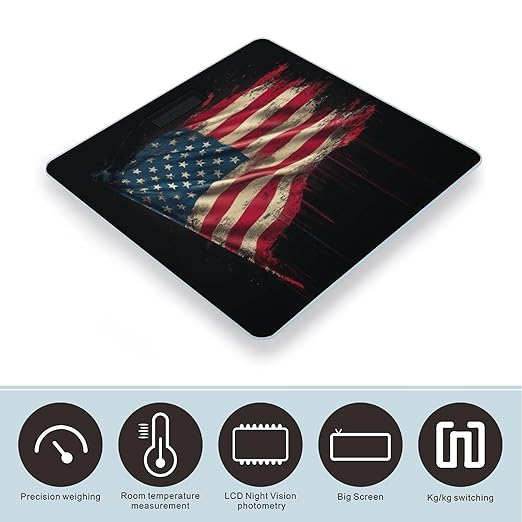Smart Scale for Body Weight Automatic Switch Digital Bathroom Weighing Scale American Flag Art