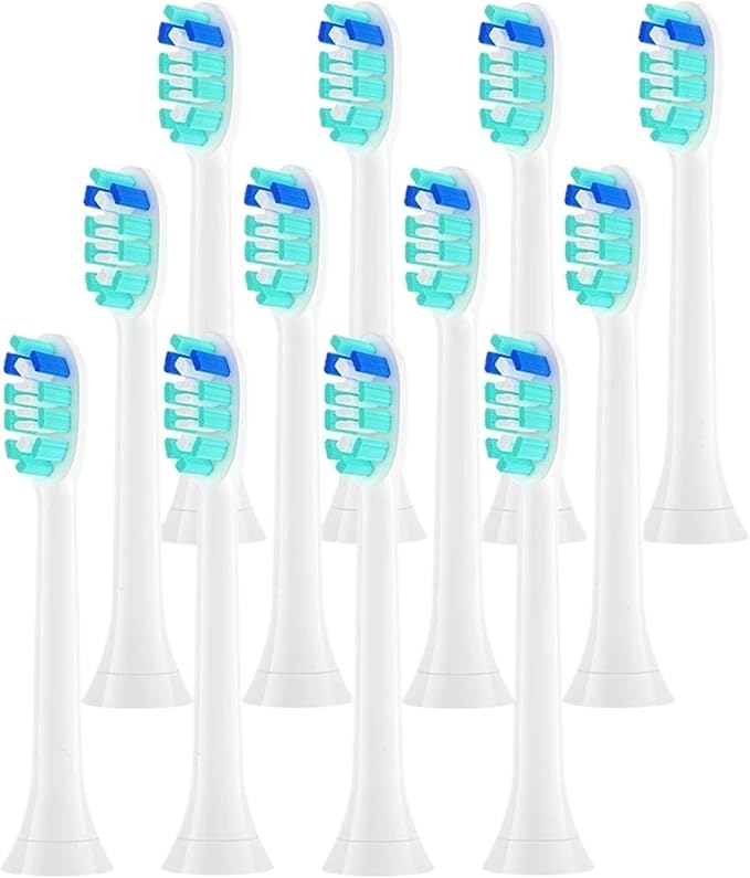 12pcs Replacement Toothbrush Heads Compatible for Sonicare Soft Brush Head 4100 6500 6100 7500(12PCS Cyan)