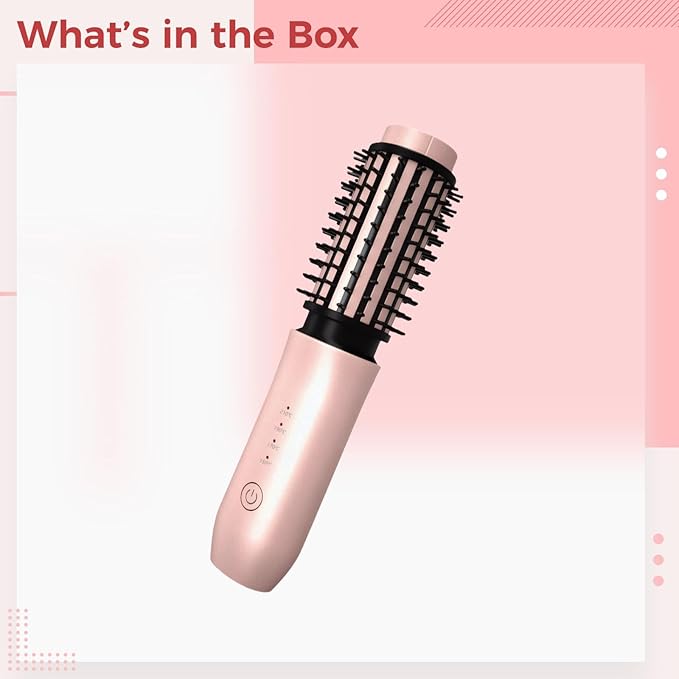 Cordless and Portable 2 in 1 Hair Curler Straightener Wireless Hair Brush Ceramic Coating with 2000Mah Battery Adjustable Temperature Fast Type-C Charging for Daily Travel and Use Ideal