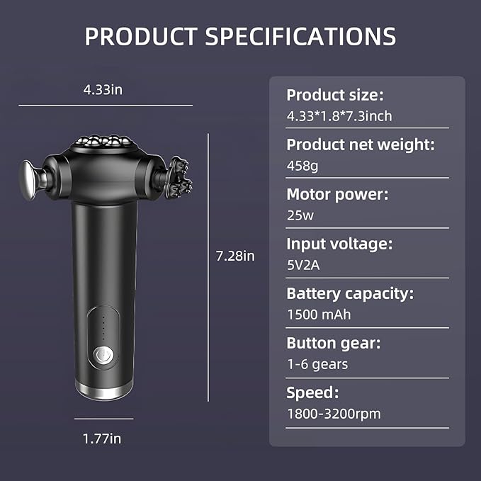 Fast Release Therapy Massager 2025 New - Handheld Deep Tissue Massage Gun 360° Rotating Bead 5 Speed Vibrating Muscle Massager for Full Body Relief Trigger Point Therapy Tool Portable