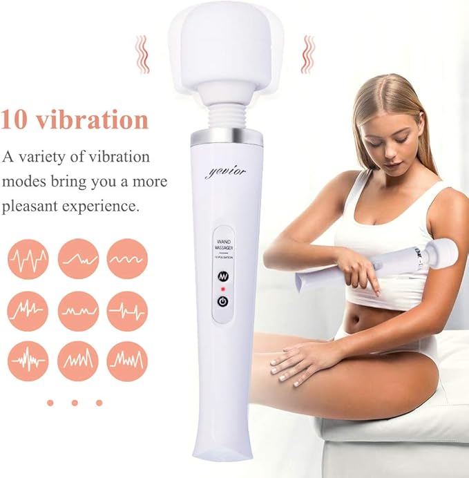YEVIOR Cordless Personal Electric Massager Wand with 10 Pulse Settings Strong Vibration for WomenPersonal Total Body Therapy Massager for Sports Recovery Muscle Aches Body Pain