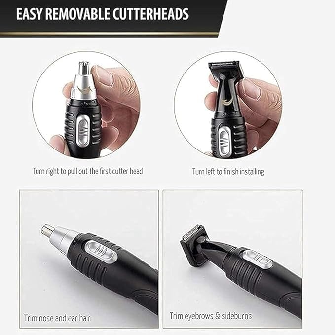 Ear and Nose Hair Trimmer Clipper 2-in-1 Portable Painless Eyebrow &amp Hair Trimmer for Men and Women Battery-Operated Easy to Clean Safe &amp Convenient