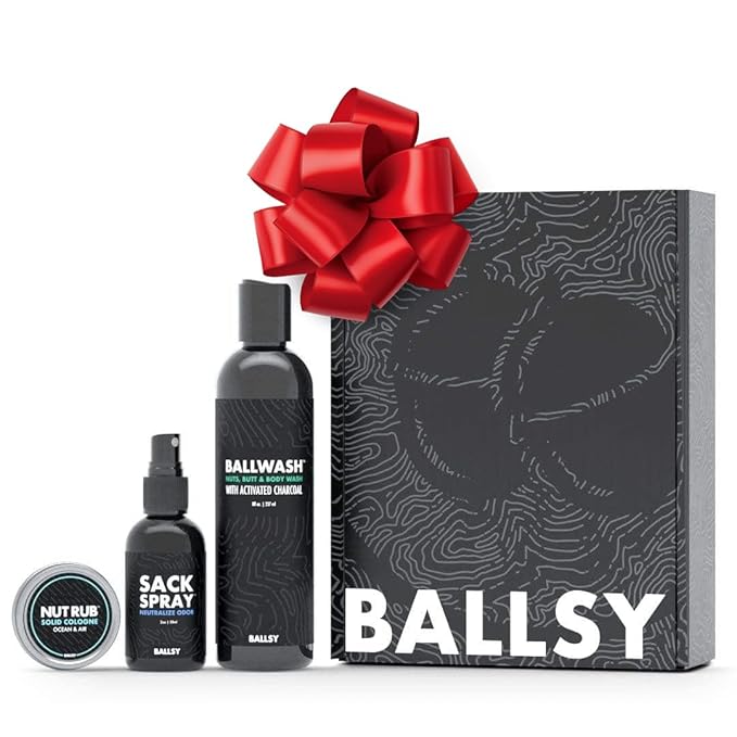 Ballsy Sack Pack Men's Fresh Kit Includes Body Wash Deodorizing Spray and Cologne Rub Men's Body Care Ball Wash for Men Gift Pack Ocean &amp Air
