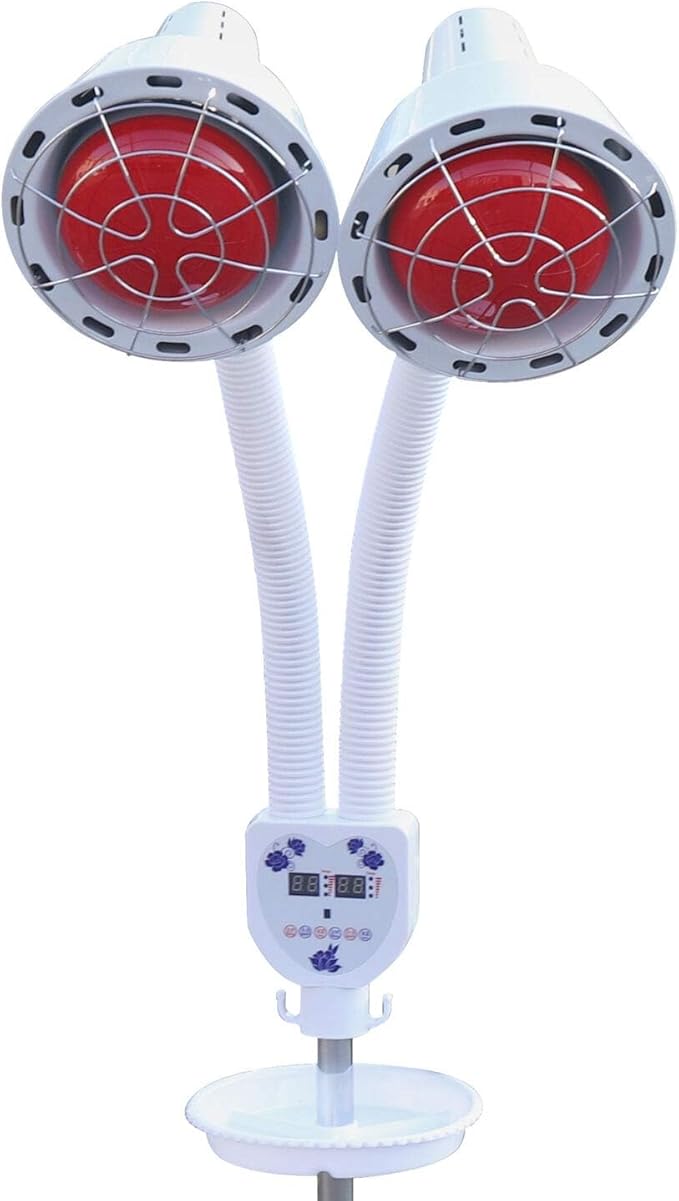 Double Head Type Infrared Light Stand Infrared Heat Lamp 275W 110v Near I-nfrared Heat Lamp for Pain Red Light Standing Lamp Set