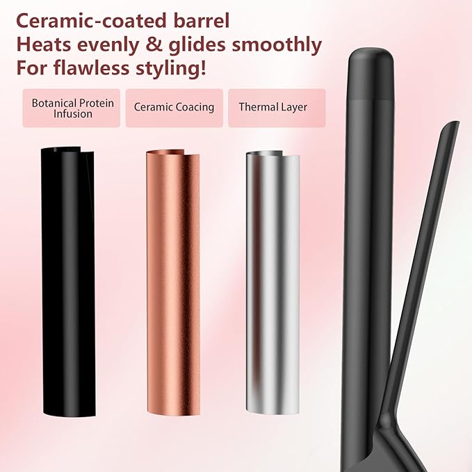 SAOSA 1 Inch Extra Long Barrel Curling Iron Tourmaline Ceramic Curling Iron with Auto Shut-Off Dual Voltage 110-240V Hair Curler Suitable for Travel Including Glove